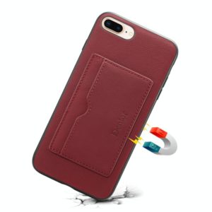 For iPhone 7 Plus / 8 Plus Denior V3 Luxury Car Cowhide Leather Protective Case with Holder & Card Slot(Dark Red) (Denior) (OEM)