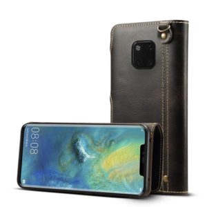 For Huawei Mate 20 Pro Denior Oil Wax Cowhide Magnetic Button Horizontal Flip Leather Case with Card Slots & Wallet(Black) (Denior) (OEM)