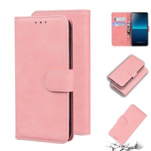 For Sony Xperia L4 Skin Feel Pure Color Flip Leather Phone Case(Pink) (OEM)