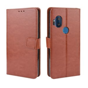 For Motorola One Hyper Retro Crazy Horse Texture Horizontal Flip Leather Case with Holder & Card Slots & Photo Frame(Brown) (OEM)