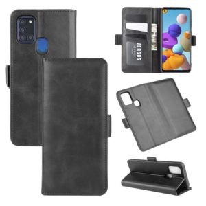 For Galaxy A21S Dual-side Magnetic Buckle Horizontal Flip Leather Case with Holder & Card Slots & Wallet(Black) (OEM)