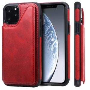 For iPhone 11 Pro Shockproof Calf Texture Protective Case with Holder & Card Slots & Frame(Red) (OEM)