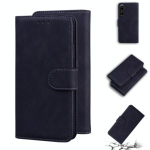 For Sony Xperia 1 III Skin Feel Pure Color Flip Leather Phone Case(Black) (OEM)