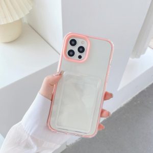 For iPhone 12 Pro Max Full-coverage 360 Clear PC + TPU Shockproof Protective Case with Card Slot(Pink) (OEM)