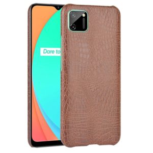 For Oppo Realme C11 Shockproof Crocodile Texture PC + PU Case(Brown) (OEM)