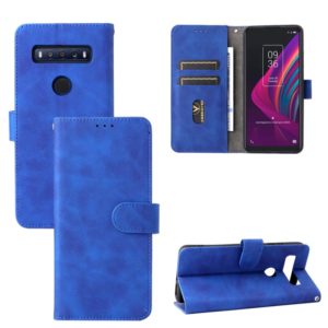 For TCL 10 SE Solid Color Skin Feel Magnetic Buckle Leather Phone Case(Blue) (OEM)