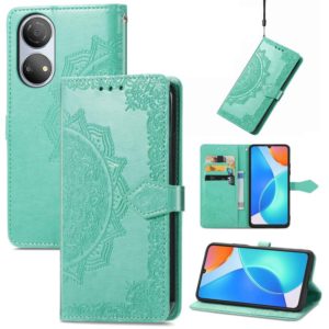 For Honor Play 30 Plus / X7 Mandala Flower Embossed Horizontal Flip Leather Phone Case(Green) (OEM)