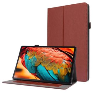 For Lenovo Tab P11 PU Leather Two Fold Bracket Style Flat Anti Falling Cover Protective Shell With Business Card Holder(Brown) (OEM)