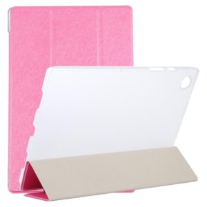 For Samsung Galaxy Tab A8 10.5 2021 X200 / X205 Silk Texture 3-fold Leather Tablet Case(Rose Red) (OEM)
