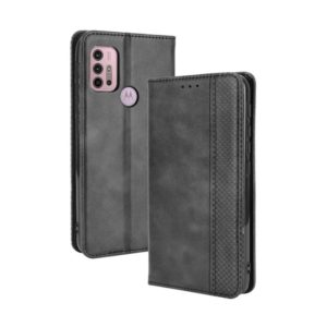 For Motorola Moto G10 Magnetic Buckle Retro Texture Horizontal Flip Leather Case with Holder & Card Slots & Photo Frame(Black) (OEM)