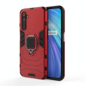 For OPPO Realme 6 PC + TPU Shockproof Protective Case with Magnetic Ring Holder(Red) (OEM)