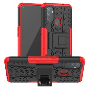For OnePlus Nord N100 Tire Texture Shockproof TPU+PC Protective Case with Holder(Red) (OEM)