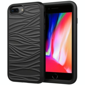 For iPhone SE 2022 / SE 2020 Wave Pattern 3 in 1 Silicone+PC Shockproof Protective Case(Black) (OEM)