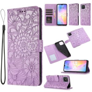 For Huawei nova 8 SE Skin Feel Embossed Sunflower Horizontal Flip Leather Case with Holder & Card Slots & Wallet & Lanyard(Purple) (OEM)