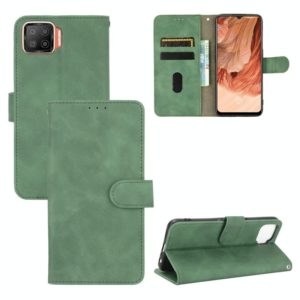 For OPPO F17 Solid Color Skin Feel Magnetic Buckle Horizontal Flip Calf Texture PU Leather Case with Holder & Card Slots & Wallet(Green) (OEM)