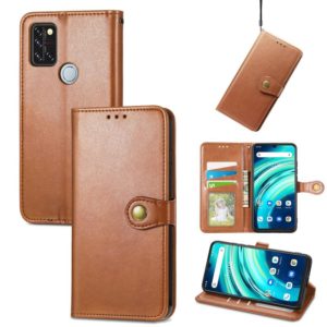 For UMIDIGI A9 Pro Retro Solid Color Buckle Leather Phone Case (Brown) (OEM)