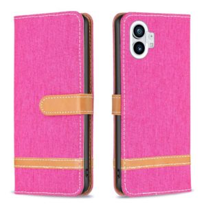 For Nothing Phone 1 Color Matching Denim Texture Leather Phone Case(Rose Red) (OEM)