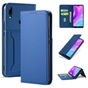For Huawei Y7 (2019) / Y7 Prime (2019) Strong Magnetism Liquid Feel Horizontal Flip Leather Case with Holder & Card Slots & Wallet(Blue) (OEM)