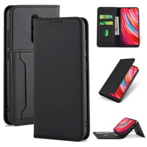 For Xiaomi Redmi Note 8 Pro Strong Magnetism Shockproof Horizontal Flip Liquid Feel Leather Case with Holder & Card Slots & Wallet(Black) (OEM)