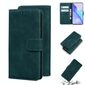 For OnePlus 9 Skin Feel Pure Color Flip Leather Phone Case(Green) (OEM)