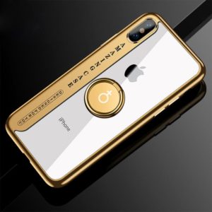 For iPhone X CAFELE Ultra-thin Electroplating Soft TPU Protective Back Cover Case with Ring Holder(Gold) (CAFELE) (OEM)