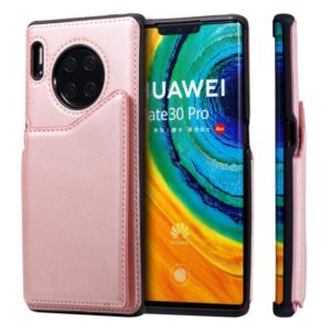 For Huawei Mate 30 Pro Shockproof Calf Texture Protective Case with Holder & Card Slots & Frame(Rose Gold) (OEM)