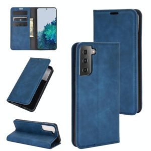 For Samsung Galaxy S21 5G Retro-skin Business Magnetic Suction Leather Case with Holder & Card Slots & Wallet(Dark Blue) (OEM)