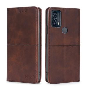 For TCL 20B/6159K Cow Texture Magnetic Horizontal Flip Leather Phone Case(Dark Brown) (OEM)