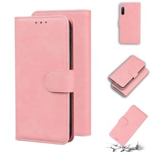 For Sony Xperia 10 III Skin Feel Pure Color Flip Leather Phone Case(Pink) (OEM)