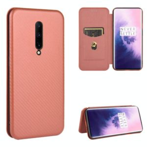 For OnePlus 7 Pro Carbon Fiber Texture Horizontal Flip TPU + PC + PU Leather Case with Card Slot(Brown) (OEM)