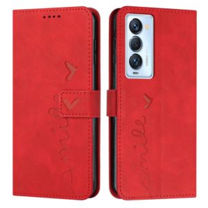 For Tecno Camon 18 Premier Skin Feel Heart Pattern Leather Phone Case(Red) (OEM)