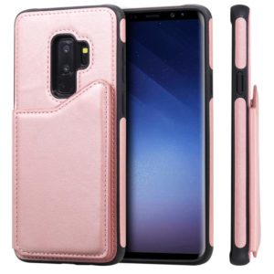 For Galaxy S9+ Shockproof Calf Texture Protective Case with Holder & Card Slots & Frame(Rose Gold) (OEM)