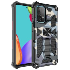 For Samsung Galaxy A32 4G Camouflage Armor Shockproof TPU + PC Magnetic Protective Case with Holder(Baby Blue) (OEM)