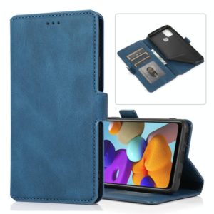 For Samsung Galaxy A21s Retro Magnetic Closing Clasp Horizontal Flip Leather Case with Holder & Card Slots & Photo Frame & Wallet(Navy Blue) (OEM)