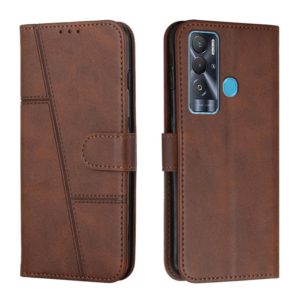 For Tecno Pova Neo Stitching Calf Texture Buckle Leather Phone Case(Brown) (OEM)