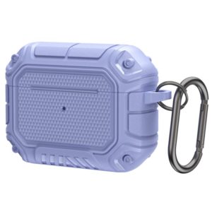 Diamond Shield Mecha TPU + PC Earphone Protective Case with Hook for AirPods Pro(Light Purple) (OEM)