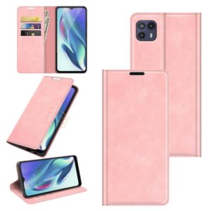 For Motorola Moto G50 5G Retro-skin Business Magnetic Suction Leather Case with Holder & Card Slots & Wallet(Pink) (OEM)