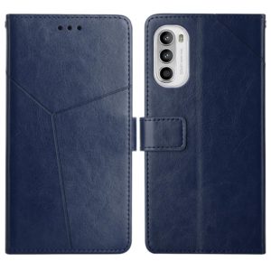 For Motorola Moto G52 Y Stitching Horizontal Flip Leather Phone Case(Blue) (OEM)