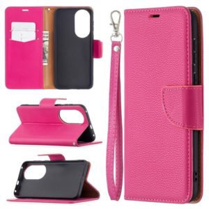 For Huawei P50 Litchi Texture Pure Color Horizontal Flip Leather Case with Holder & Card Slots & Wallet & Lanyard(Rose Red) (OEM)