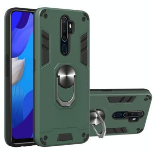 For OPPO A9 2020 2 in 1 Armour Series PC + TPU Protective Case with Ring Holder(Dark Green) (OEM)