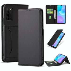 For Huawei Honor 30 Lite Strong Magnetism Liquid Feel Horizontal Flip Leather Case with Holder & Card Slots & Wallet(Black) (OEM)