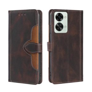 For OnePlus Nord 2T Skin Feel Magnetic Buckle Leather Phone Case(Brown) (OEM)