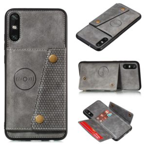 For Huawei Enjoy 10e PU + TPU Shockproof Magnetic Protective Case with Card Slots(Grey) (OEM)