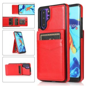 For Huawei P30 Pro Solid Color PC + TPU Protective Case with Holder & Card Slots(Red) (OEM)