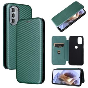 For Motorola Moto G31 / G41 Carbon Fiber Texture Flip Leather Phone Case(Green) (OEM)