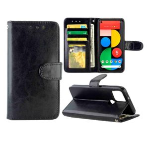 For Goolgle Pixel 5 Crazy Horse Texture Leather Horizontal Flip Protective Case with Holder & Card Slots & Wallet & Photo Frame(Black) (OEM)