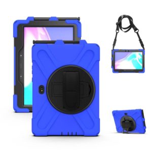For Samsung Galaxy Tab Active Pro T540 / T545 / Tab Active4 Pro Shockproof Colorful Silicone + PC Protective Case with Holder & Hand Grip Strap(Blue) (OEM)