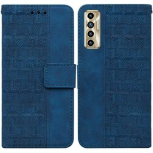 For Tecno Camon 17P Geometric Embossed Leather Phone Case(Blue) (OEM)