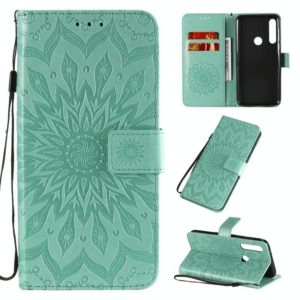 For Motorola Moto G Power Embossed Sunflower Pattern Horizontal Flip PU Leather Case with Holder & Card Slots & Wallet & Lanyard(Green) (OEM)