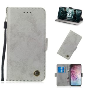 For Galaxy Note 10 Plus Retro Horizontal Flip PU Leather Case with Card Slots & Holder(Gray) (OEM)